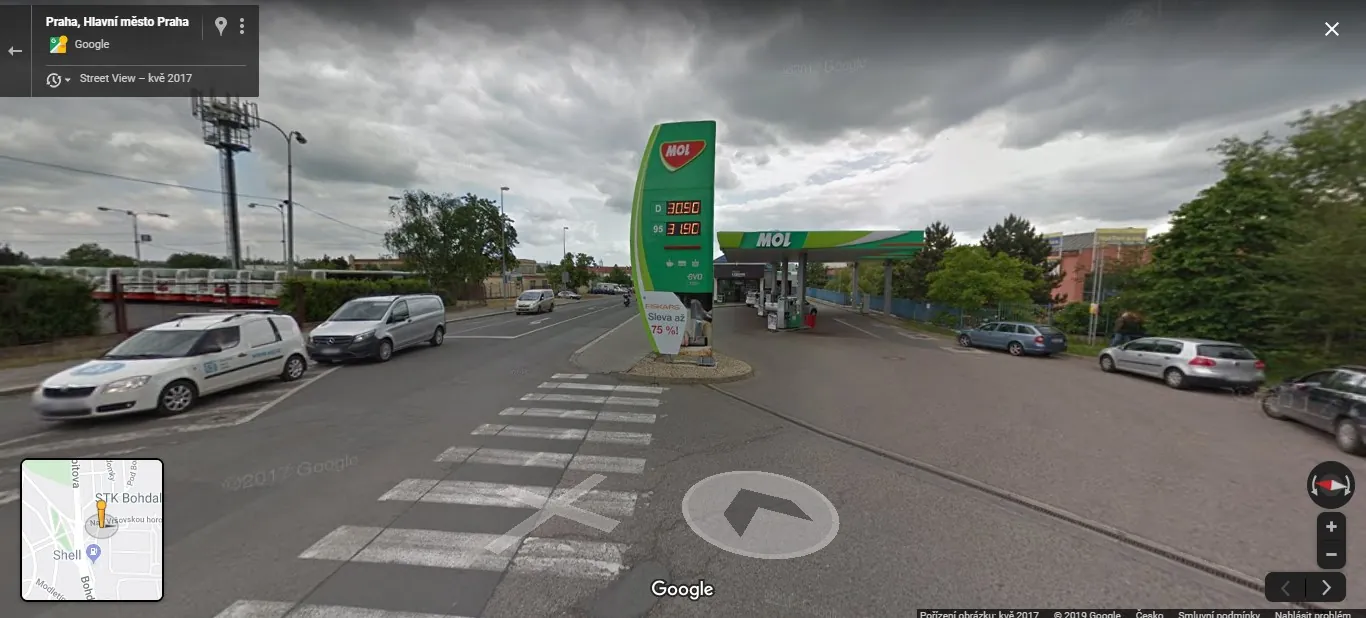 Bohdalec – pohled z ulice (Street View)